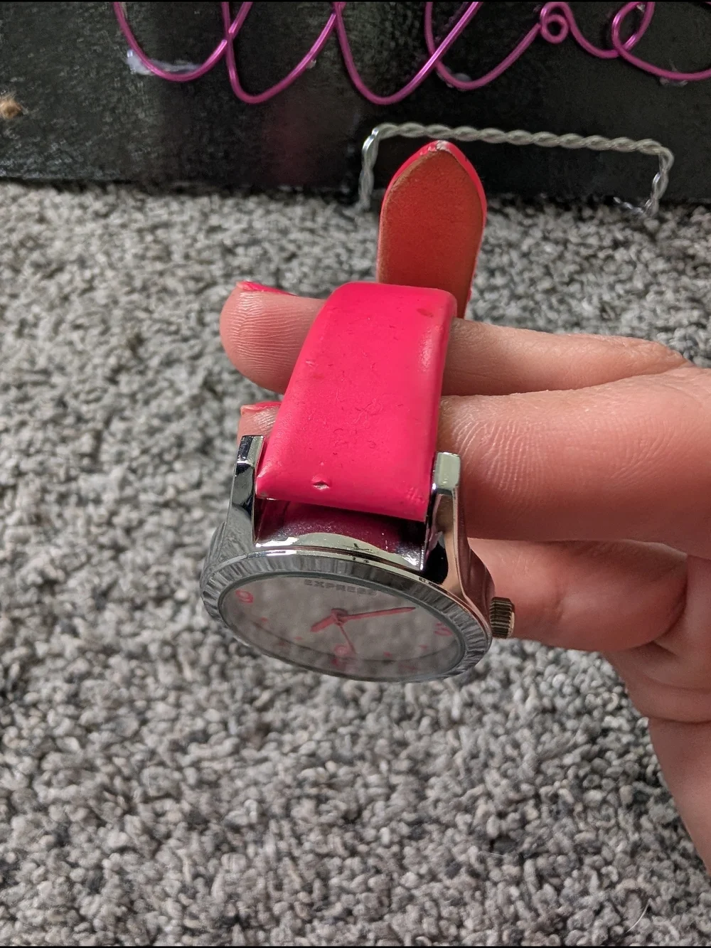 Used Condition Express Hot Pink Strap Watch with Pink Accents